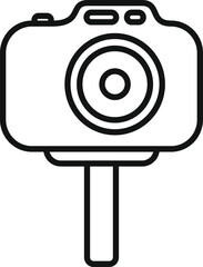 Sticker - Simple line icon illustration of a camera on a stick, perfect for photography themes