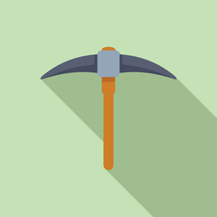 Sticker - Vector graphic of a pickaxe with a flat design aesthetic on a green background