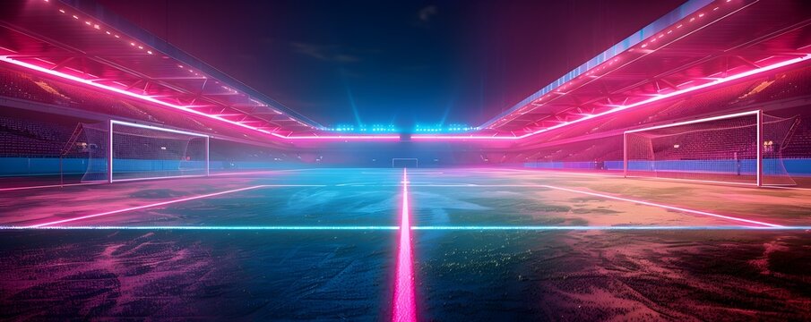Neon Energized Sports Stadium for Promoting Athletic Gear and Products in a Futuristic and Electrifying Digital Backdrop