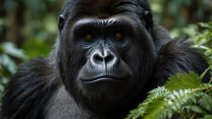 Wall Mural - Soulful Stare: A Majestic Portrait of the Silverback Gorilla