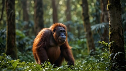 View of Orangutan in nature