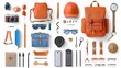 © Orxan - Traveler's set isolated on a white background, illustrating a creative concept for packing a backpack for a trip