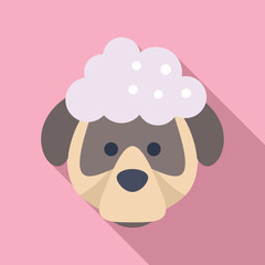 Wall Mural - Adorable and playful cartoon poodle icon with fluffy pink haircut on modern flat design background for children digital art and pet lover related projects