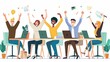 © Nathakorn - Support team celebrating positive customer feedback, joyful and collaborative office environment