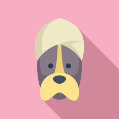 Wall Mural - Cute, flatdesigned cartoon dog avatar with a modern look on a soft pink backdrop