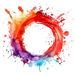 Poster - Stain ring watercolor circle mark glass red drink isolated paper cup trace background white. Watercolor stamp spill stain ring round drop grunge print splatter liquid splash alcohol ink water art spot