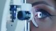 © furyon - focused vision patient undergoing modern eye exam for cataract awareness month ophthalmology concept