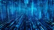 © furyon - futuristic digital metropolis binary city of glowing blue light in matrix style abstract technological background