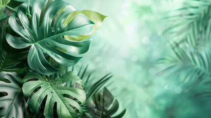 Wall Mural - light green floral background for online presentation