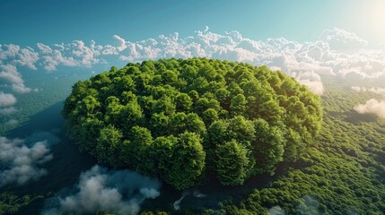 Wall Mural - Aerial top view green forest