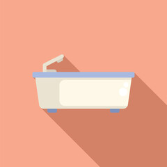 Poster - Flat design vector illustration of a modern bathtub with a clean aesthetic on a pink background