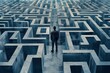 © Daria - Businessman standing in maze searching for solution, problems and solutions concept
