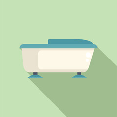 Poster - Flat design vector of a contemporary bathtub with a stylish long shadow effect