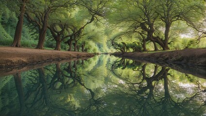 Wall Mural - reflection of trees in the water