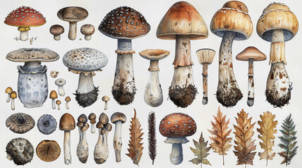 Poster - set of mushrooms