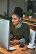 © peopleimages.com - Business woman, computer and working at night for company, planning and project in office. Accountant, technology and calculator for financial administration, accounting and compliance with tax law