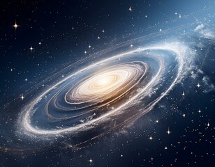 Wall Mural - Vibrant, dense center of a galaxy, filled with countless stars glowing in shades of white, blue, and gold