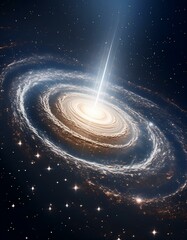Wall Mural - Vibrant, dense center of a galaxy, filled with countless stars glowing in shades of white, blue, and gold