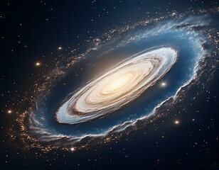 Wall Mural - Vibrant, dense center of a galaxy, filled with countless stars glowing in shades of white, blue, and gold