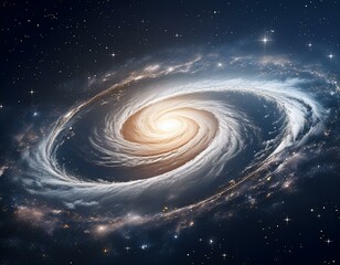 Wall Mural - Vibrant, dense center of a galaxy, filled with countless stars glowing in shades of white, blue, and gold
