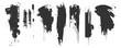 © vadymstock - Extensive assortment of black paint and ink brush strokes, lines, and grungy design elements. Vector illustration of isolated artistic elements on a white background.