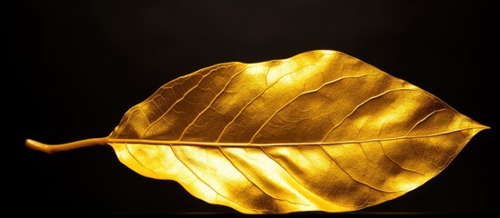 Poster - Copy space image of a golden foil texture with a shiny yellow leaf like appearance
