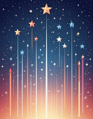 Wall Mural - Night sky with multiple shooting stars streaking across, leaving trails of light