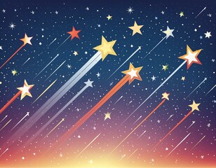 Wall Mural - Night sky with multiple shooting stars streaking across, leaving trails of light