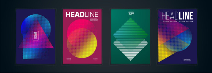 minimalistic hipster colored frame design. Vector line gradient halftone. frame for text Modern Art graphics. design business cards, invitations, gift cards, flyers ,brochures vector illustration. 