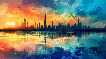 Wall Mural - A view of a modern city 