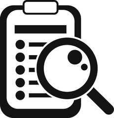 Wall Mural - Clipboard inspection icon with magnifying glass and vector illustration for detailed review and quality control of documents