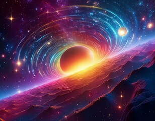 Wall Mural - Scene showing the remnants of a supernova, with a colorful explosion of gases and debris expanding outward