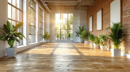 Wall Mural - A large room with a lot of plants and a lot of windows