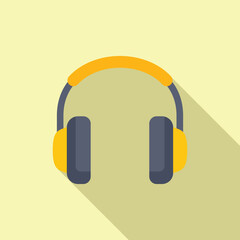 Wall Mural - Modern minimalist icon depicting a pair of yellow and black headphones in flat design style