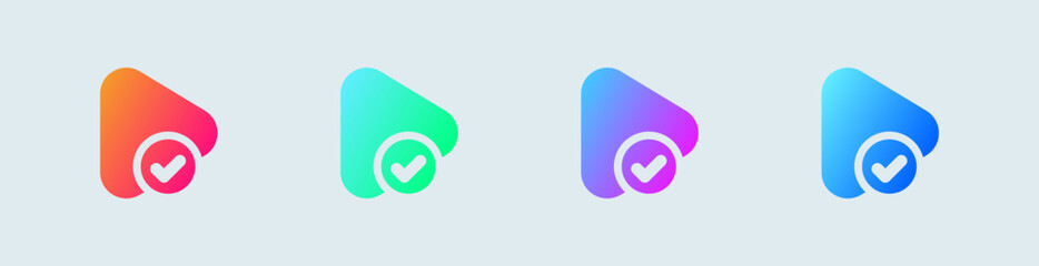 Play button solid icon in gradient colors. Media player signs vector illustration.