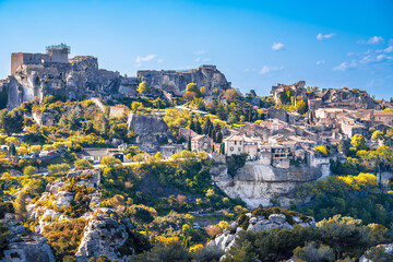 Canvas Print - Les Baux de Provence scenic town on the rock view