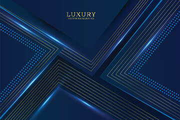 Wall Mural - Blue abstract background design with luxury golden elements banner template