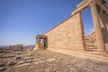 Wall Mural - Athens, Greece, May 3rd 2024: The Mighty UNESCO Acropolis of Athens, in the center of Athens, Greece