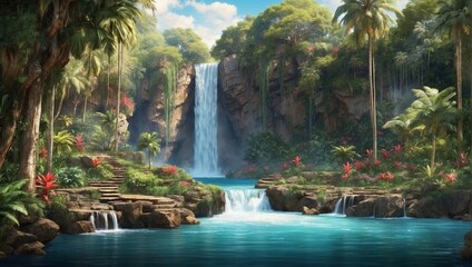 Wall Mural - waterfall in the park