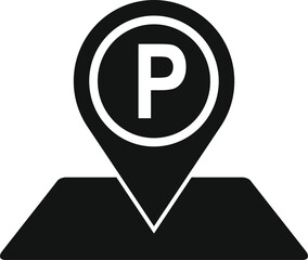 Wall Mural - Illustration of a simple black and white parking map pointer icon for navigation and locator maps