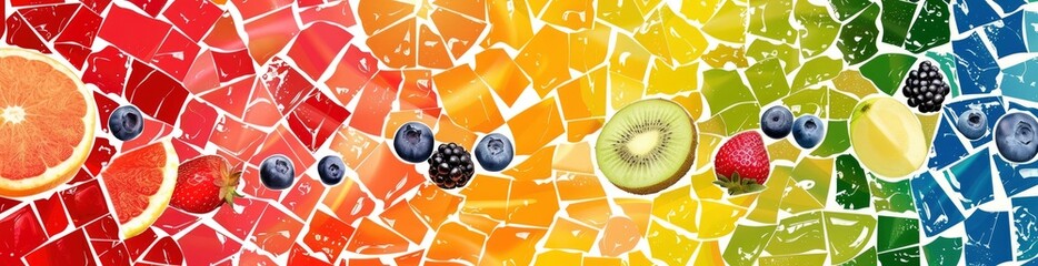 Wall Mural - Abstract Mosaic Pattern With Summer Fruit Colors. With Copy Space, Abstract Background