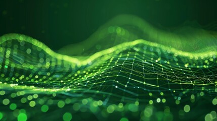 Abstract blue tech background with digital waves, dynamic network system, artificial neural connections, cyber quantum computing and electronic global intelligence