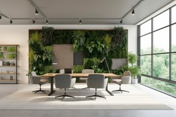 modern office with vertical garden