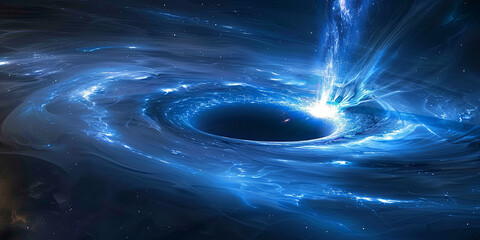 Wall Mural - A blue and white spiral galaxy with a blue hole in the middle