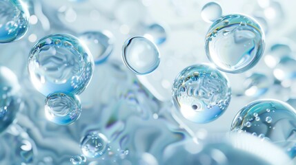 A close-up of a water droplet symbolizes the movement and energy of skin care products.