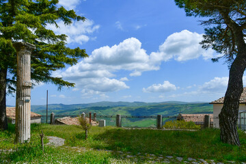 Sticker - The green landscape around a small town in the province of Benevento, Italy.