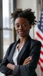 © PAOLO - Portrait of a young American female voter, elections and patriotism in the USA. Women voting for equal rights and social inclusion. Equal power for women and political activity for young women in USA