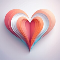 Wall Mural - Many layered paper heart with 3d look