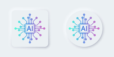 Fototapete - AI Chipset button icon. Artificial intelligence technology concept design, Machine learning and generate by chip, Vector illustration for web, UX and UI.