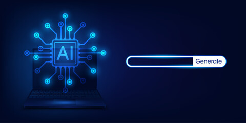 Leinwandbilder - Generative Artificial intelligence technology concept. Generative bot for creating ideas. AI learning by command prompt for generate. Chat with AI. Futuristic abstract background. vector illustration.